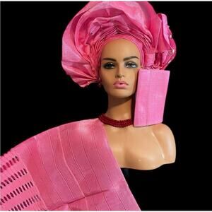 African Autogele, Shoulder NWT piece, & Men-Cap piece. Pink color